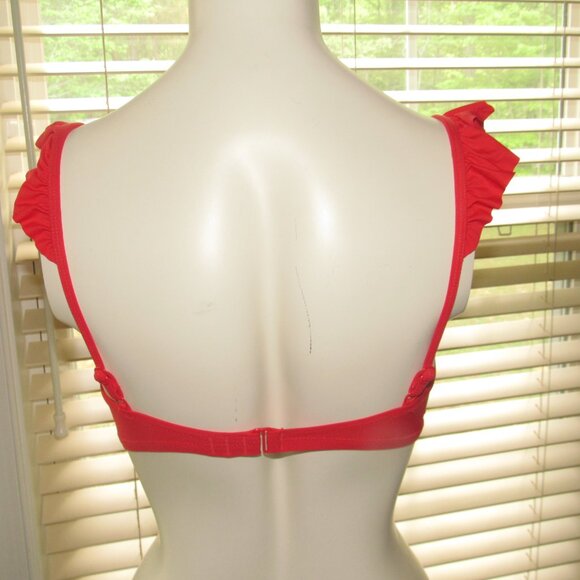 J. CREW Ruffle Red Swim Top Size Medium - Picture 2 of 5